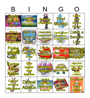 Cici & Val's Pokemon Lockout Bingo Card