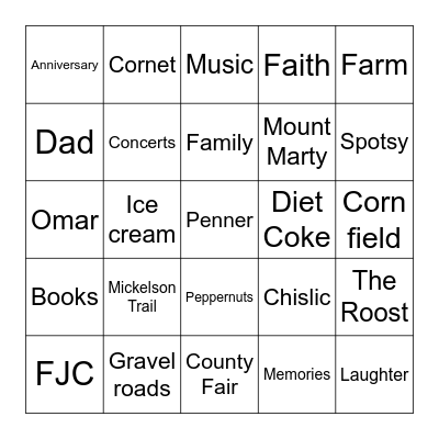 Penner Bingo Card