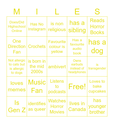 Moi Bingo Card