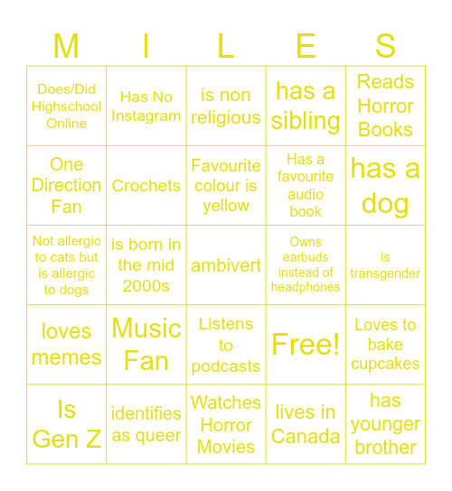Moi Bingo Card