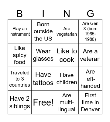 BELONG-O Bingo Card