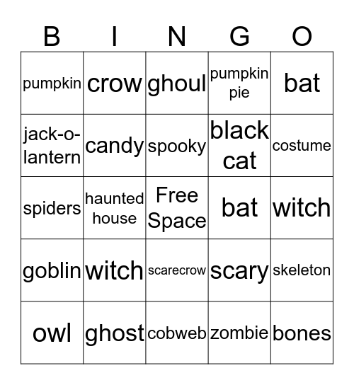 Halloween Bingo Card