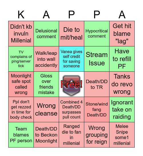 TV Static Raid Bingo Card