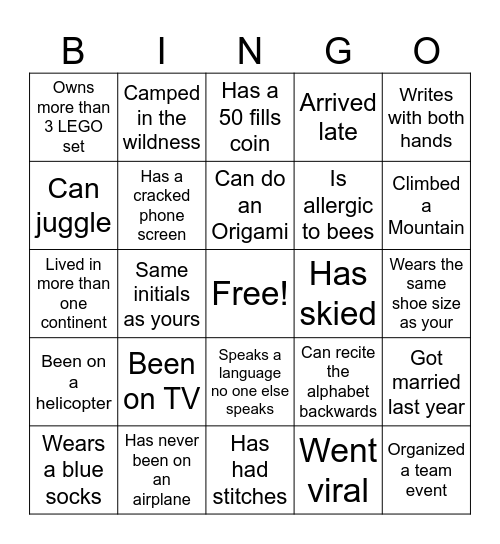 Untitled Bingo Card