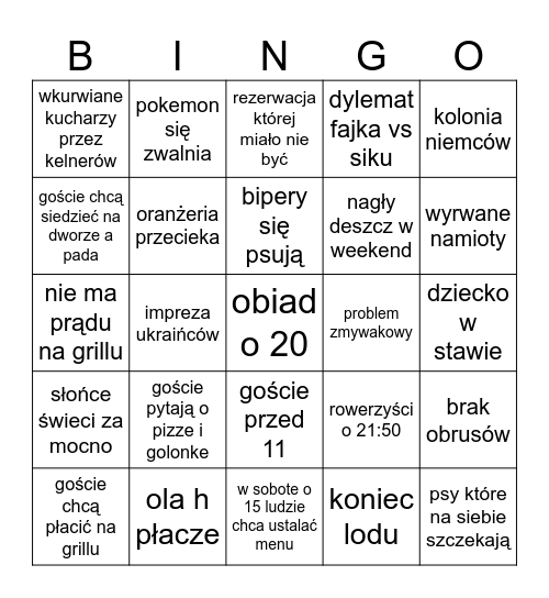 SEZONOWE Bingo Card