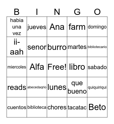 Waiting for the Biblioburro Bingo Card
