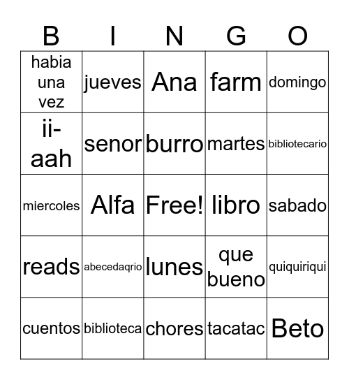 Waiting for the Biblioburro Bingo Card