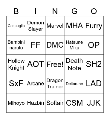 Bassano Comics 2025 Bingo Card
