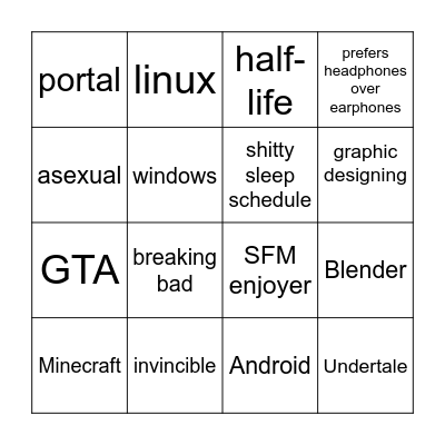 B I N G O Bingo Card