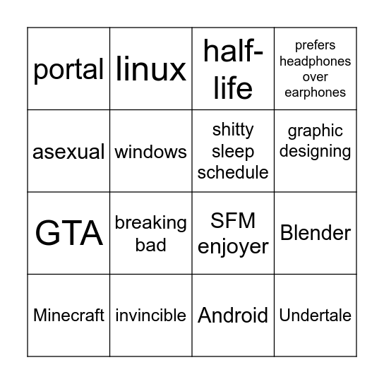B I N G O Bingo Card