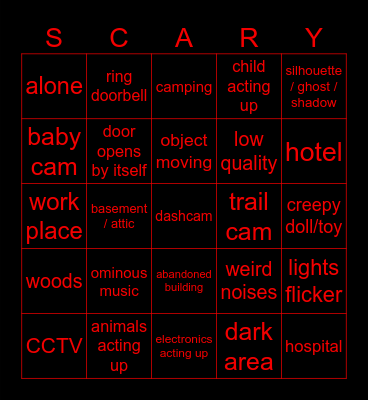 scary comp bingo Card