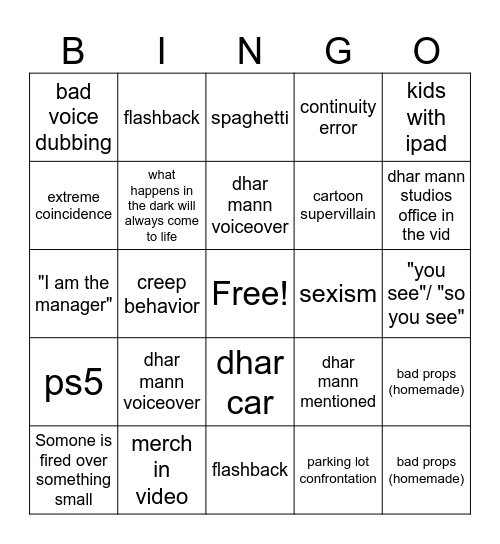 Dhar Mann Bingo V3 Bingo Card