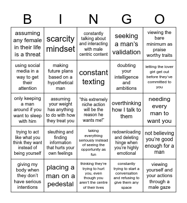 Maya’s Crash Out Bingo Card