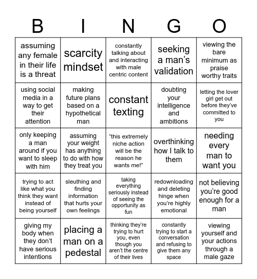 Maya’s Crash Out Bingo Card