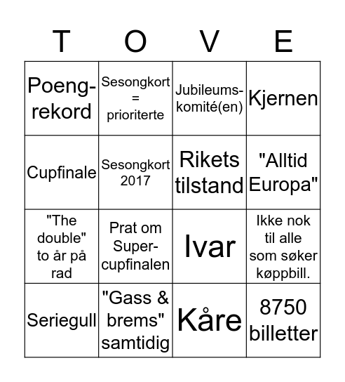 Medlemsmøte i RBK, 31.10.2016 Bingo Card