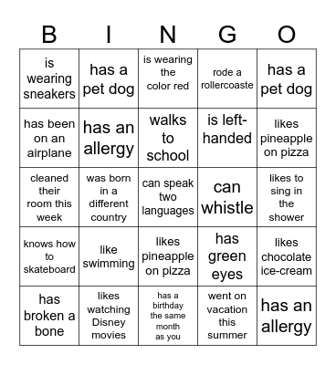 6.A bingo Card