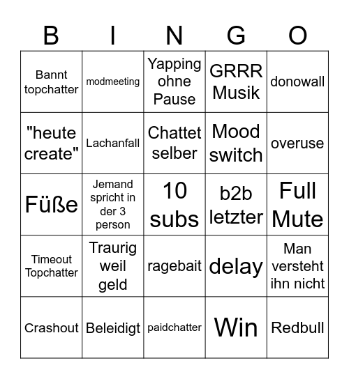 Noah Bingo Card