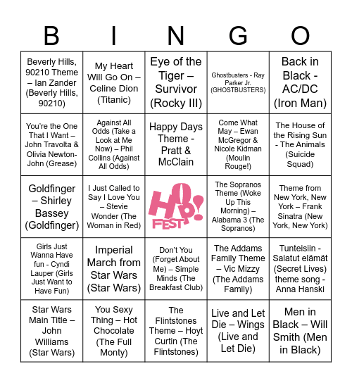 Game 2 - Film & TV! Bingo Card