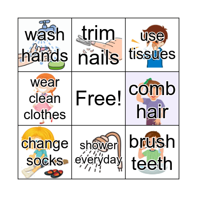 Personal hygiene Bingo Card