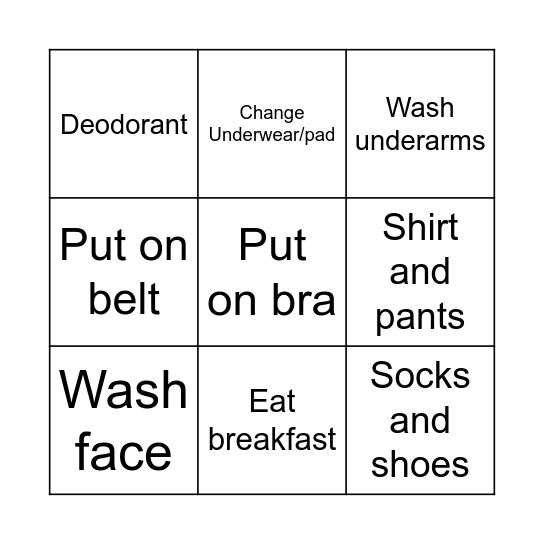This morning Bingo Card