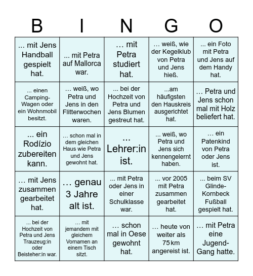 Finde eine Person, die ... Bingo Card