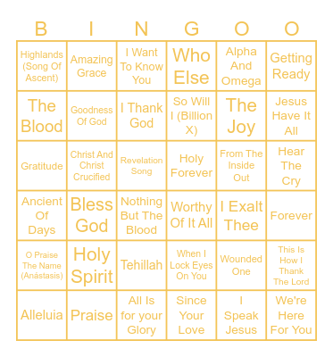 Tehillah Bingo Card
