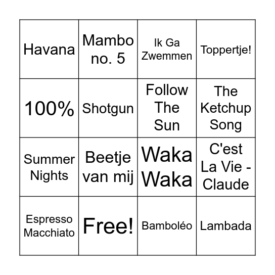 Zomerbingo 2025 Bingo Card