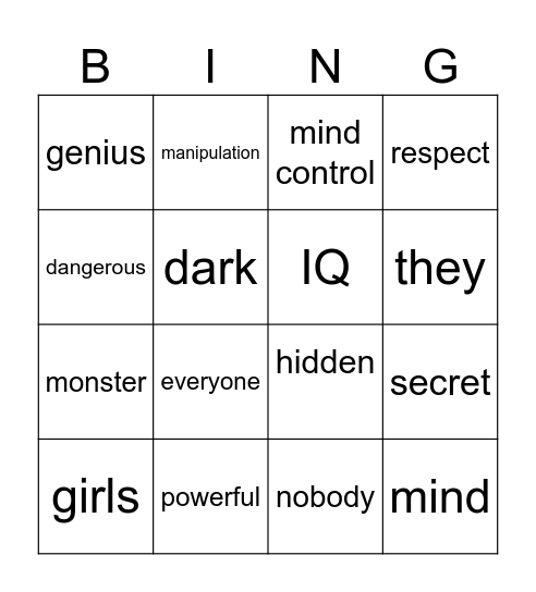 sigma dark ayanokoji fr fr manipulation video guess Bingo Card