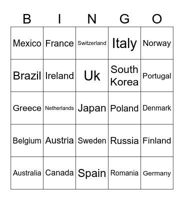 Mario make 2 countries Bingo Card