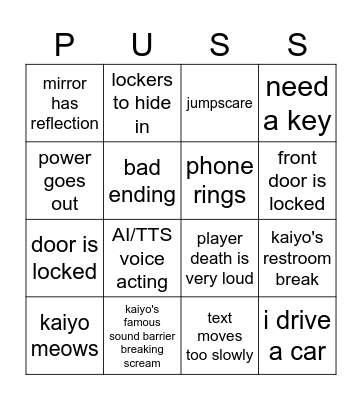 Kaiyo's Indie Horror Bingo Card