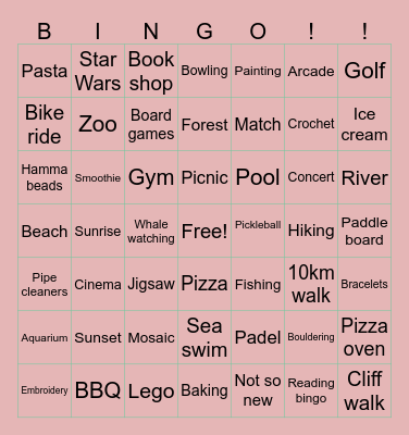 Summer bingo Card