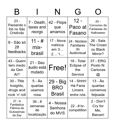 Um dia qualquer na Netflix Brasil Bingo Card