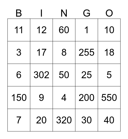 ROB Bingo Card