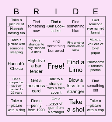 Bachelorette Bingo! Bingo Card