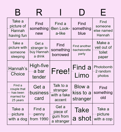 Bachelorette Bingo! Bingo Card