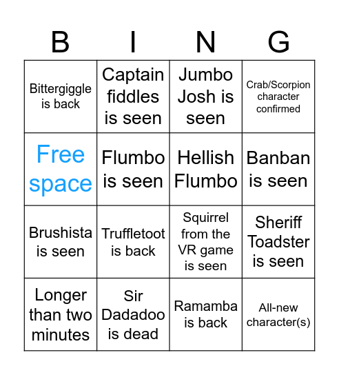 Garten Of Banban Official Teaser Trailer 4 Bingo Card
