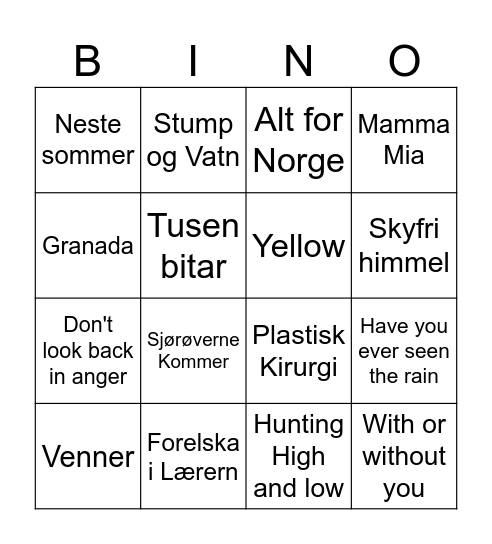 Olearys Tangvall Bingo Card