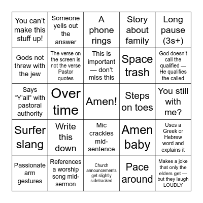 Bible bingo Card