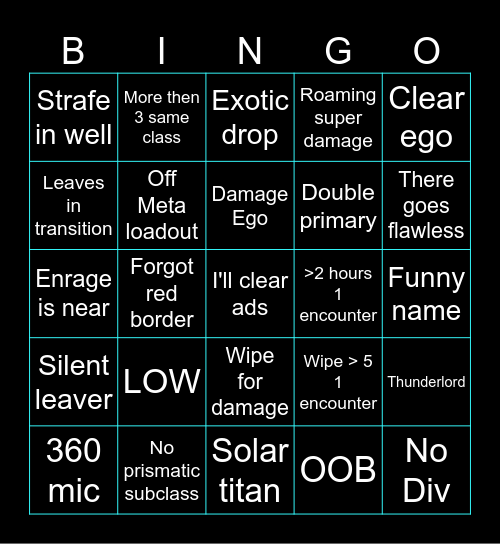 LFG BINGO Card