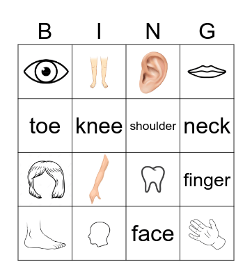 BODY PARTS Bingo Card