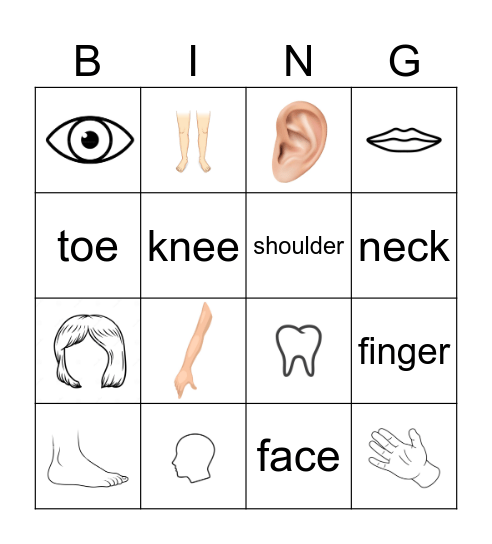 BODY PARTS Bingo Card