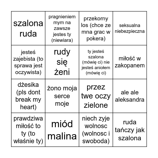 disco polo slub Bingo Card