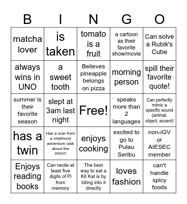 BINGO Card