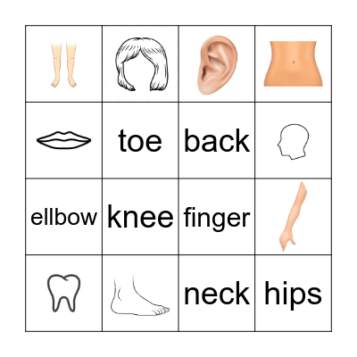 BODY PARTS Bingo Card