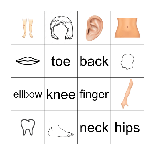 BODY PARTS Bingo Card