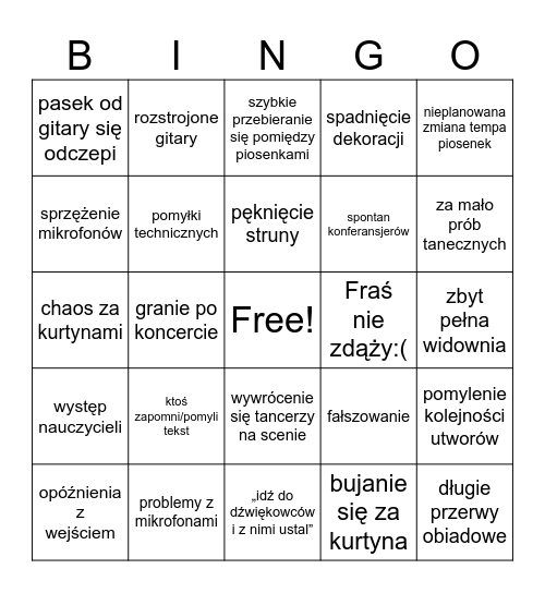 KONCERTOWE BINGO Card