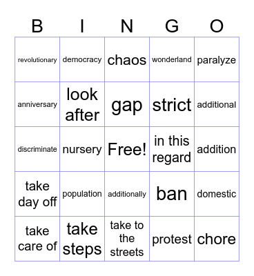 LT Book IV Lesson 7 Bingo Card