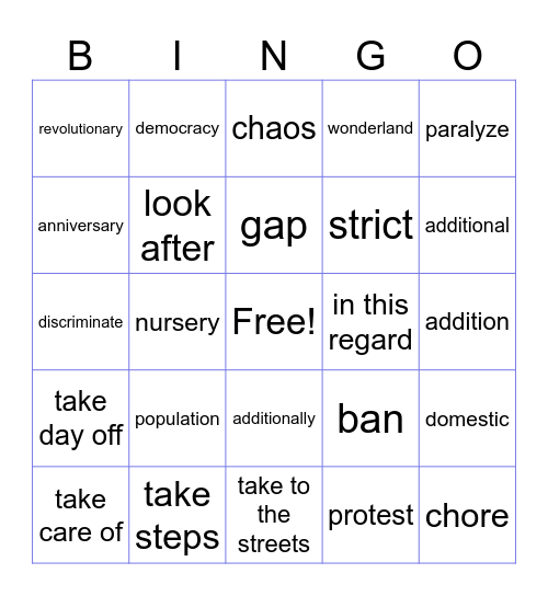 LT Book IV Lesson 7 Bingo Card