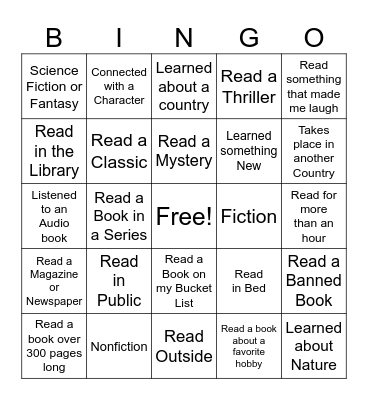 Reading Bingo Card