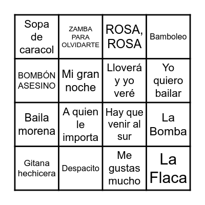 BINGO MUSICAL Bingo Card